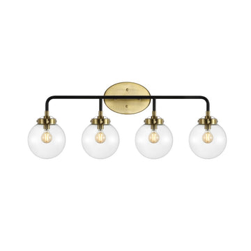 Caleb Brass Vanity Wall Sconce Clear